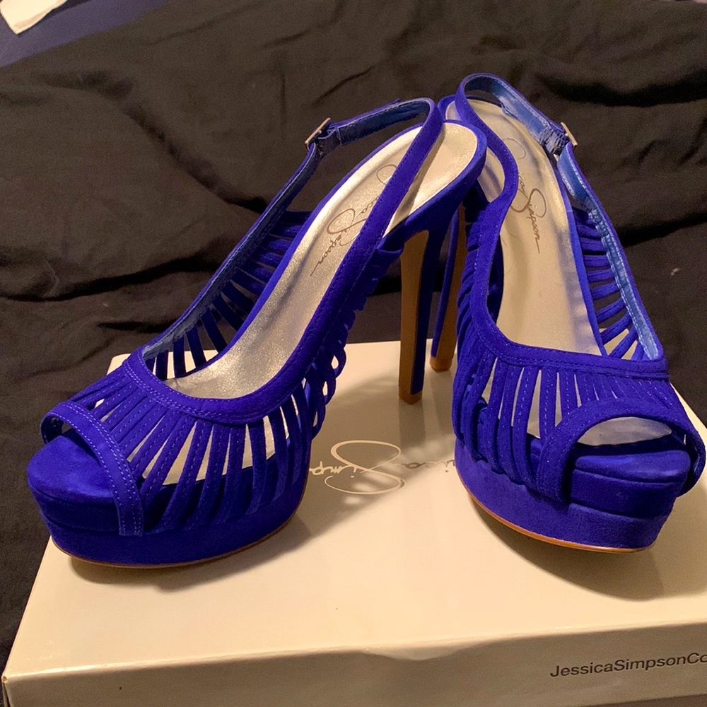 Blue Suede Peep Toe